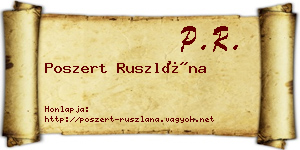 Poszert Ruszlána névjegykártya